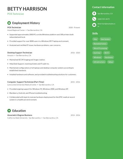 POS Technician Resume