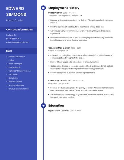 Postal Carrier Resume