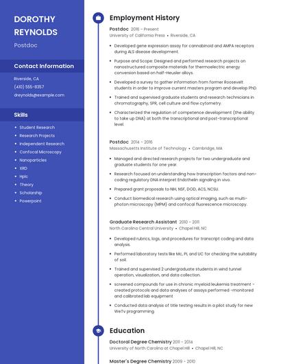 Postdoc Resume
