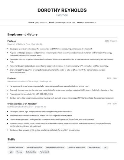 Postdoc Resume