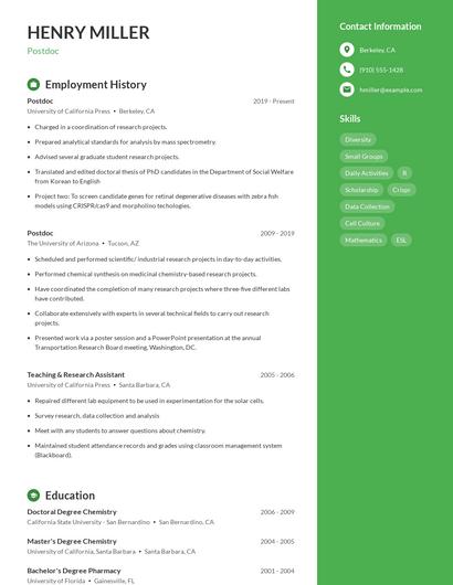Postdoc Resume