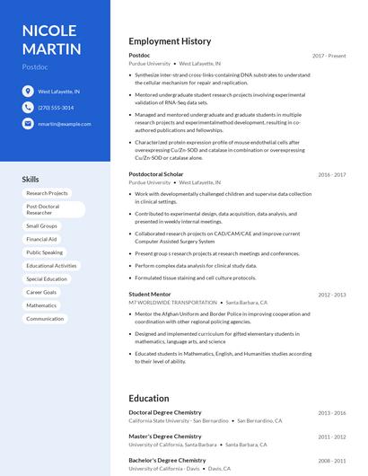 Postdoc Resume