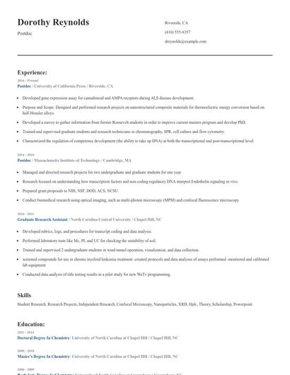 Postdoc Resume