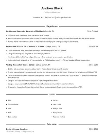 Resume example 1