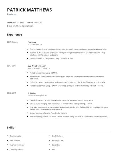 Postman Resume