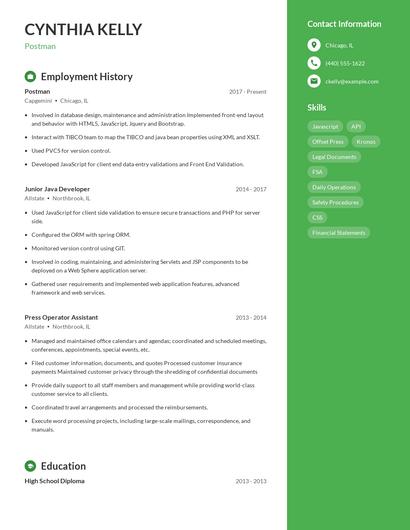 Postman Resume