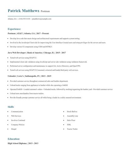 Postman Resume