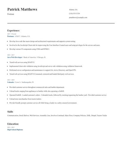 Postman Resume
