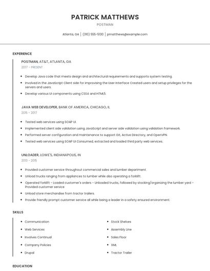 Postman Resume