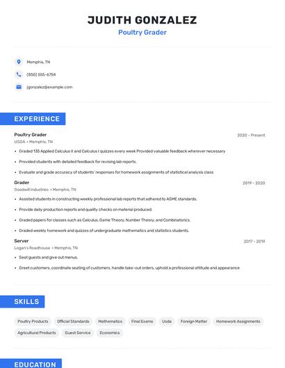 Poultry Grader Resume