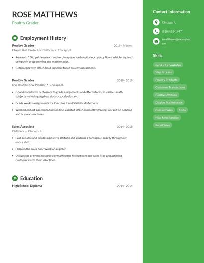 Poultry Grader Resume