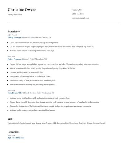 Poultry Processor Resume