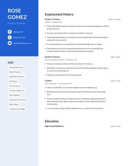 Poultry Trimmer Resume