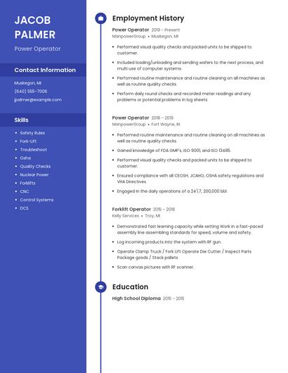 Power Operator Resume