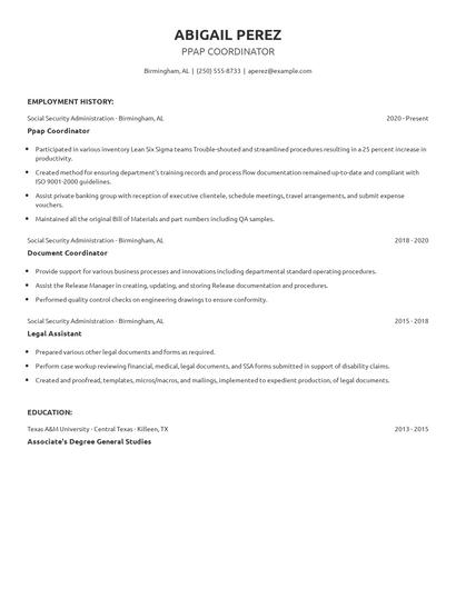 Ppap Coordinator Resume