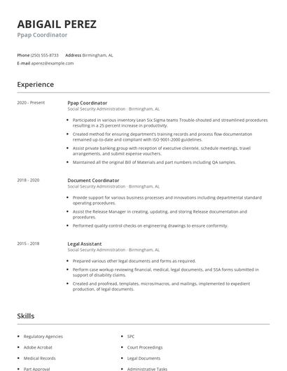 Ppap Coordinator Resume