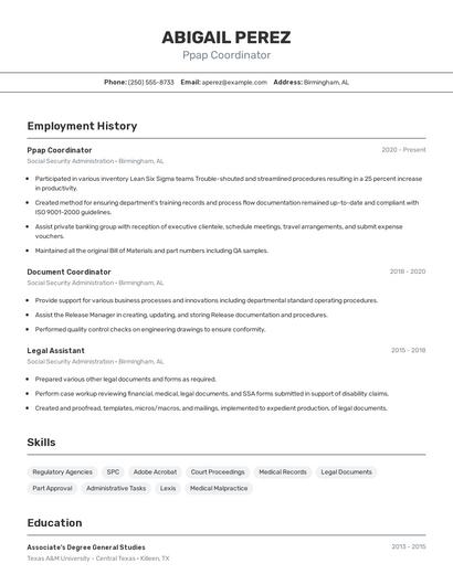 Ppap Coordinator Resume