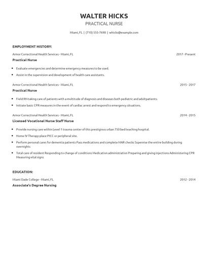 Practical Nurse Resume