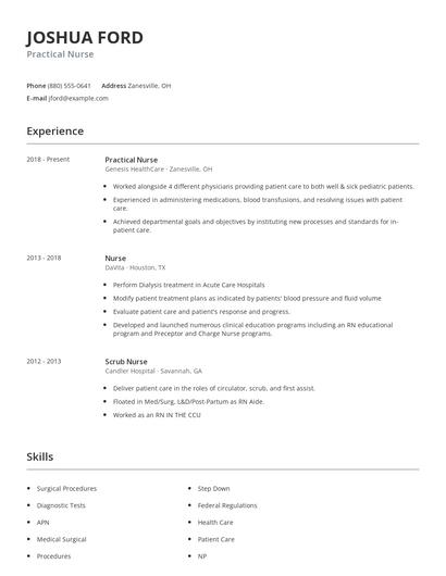 Practical Nurse Resume