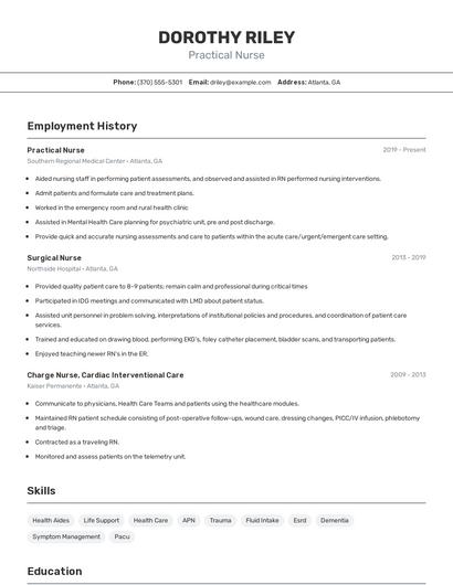 Practical Nurse Resume