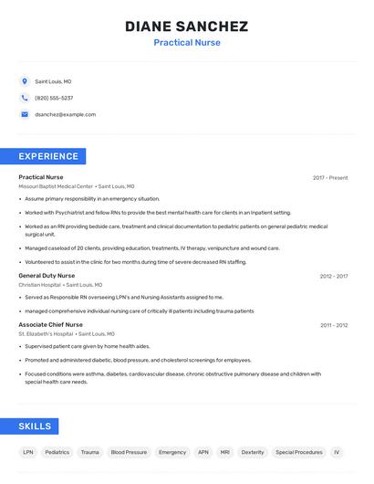 Practical Nurse Resume