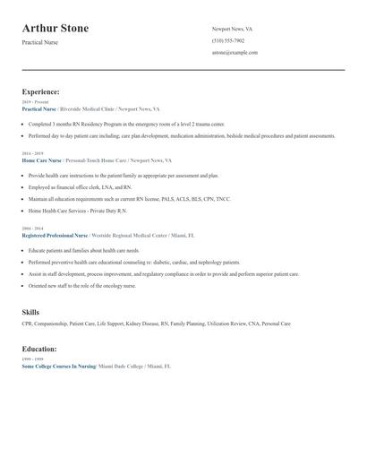 Practical Nurse Resume