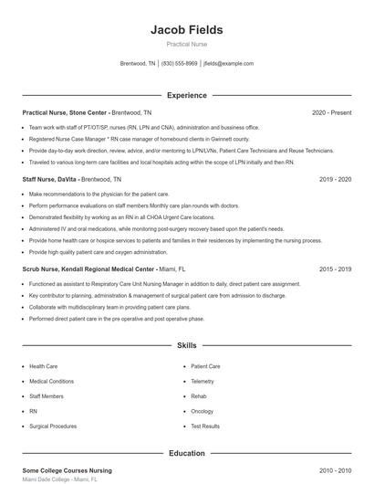 Practical Nurse Resume