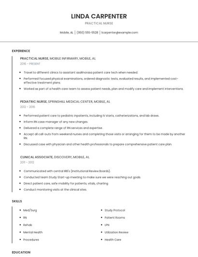 Practical Nurse Resume