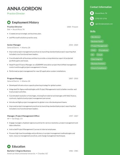 Practice Director Resume