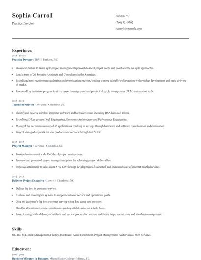 Practice Director Resume