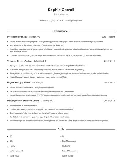 Practice Director Resume