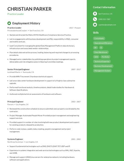 Practice Leader Resume