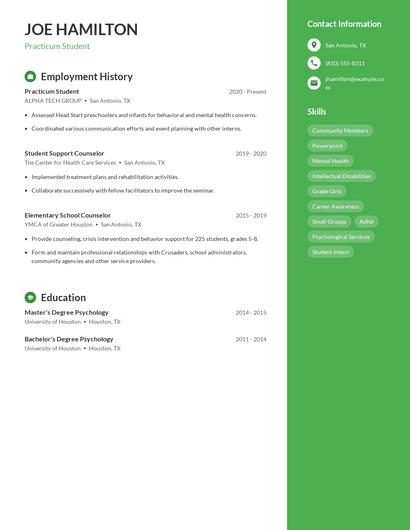 Practicum Student Resume