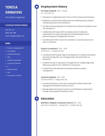 Pre Sales Engineer Resume