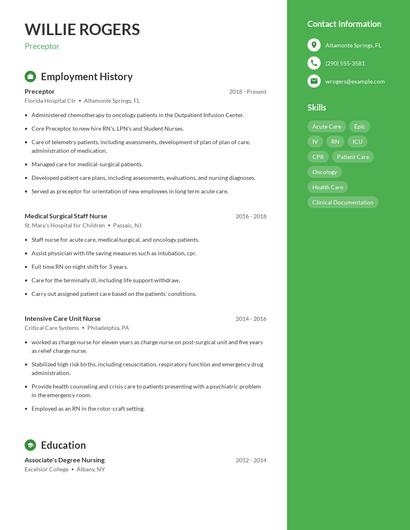 Preceptor Resume