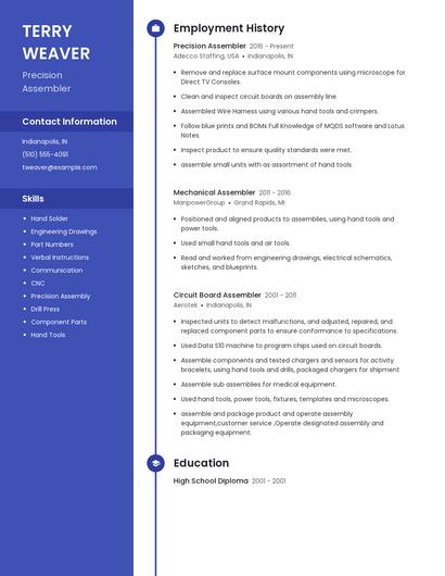 Precision Assembler Resume