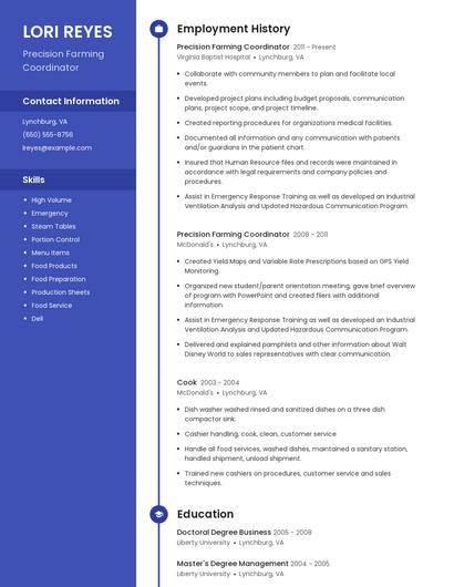 Precision Farming Coordinator Resume