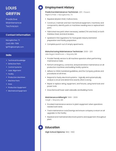 Predictive Maintenance Technician Resume