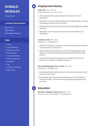 Prep Chef Resume