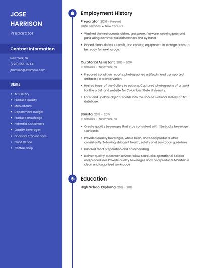 Preparator Resume