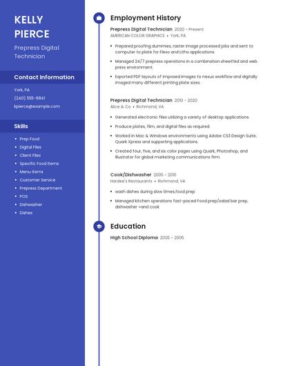 Prepress Digital Technician Resume