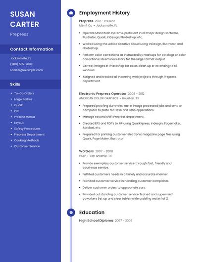 Prepress Resume