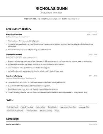 Resume example 2