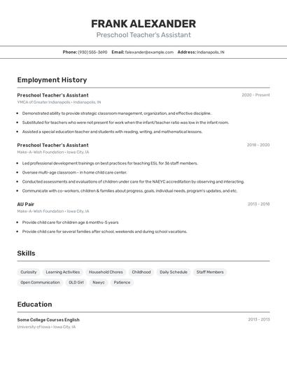 Resume example 2
