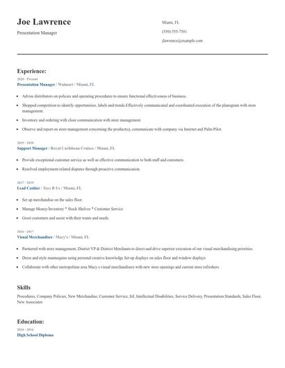 Presentation Manager Resume