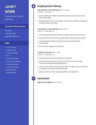 Presentation Team Member Resume