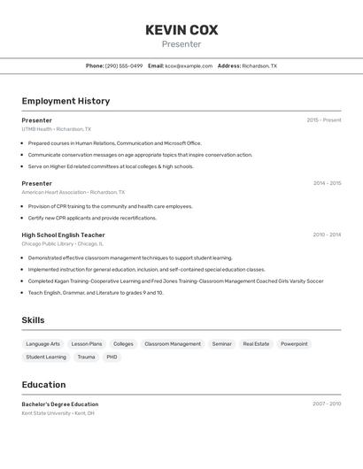 Resume example 2