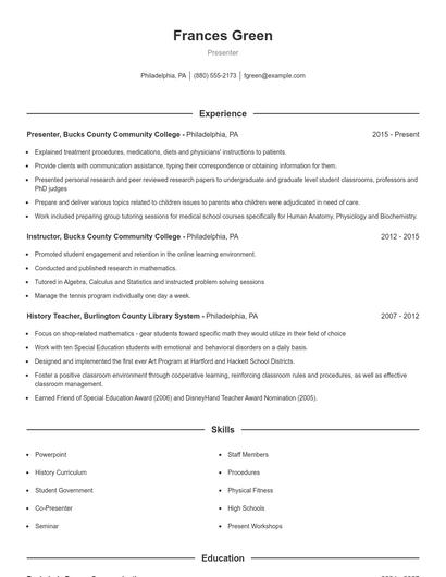 Resume example 1