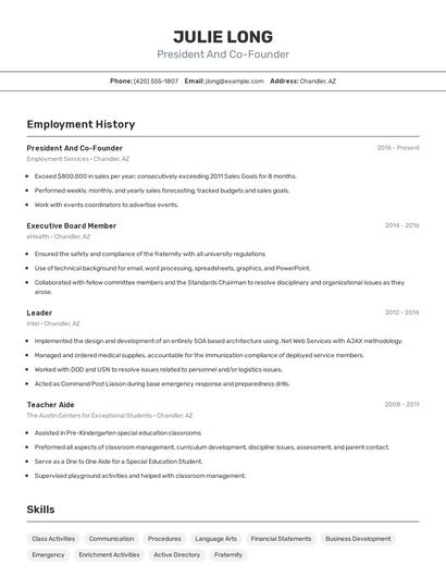 Resume example 2