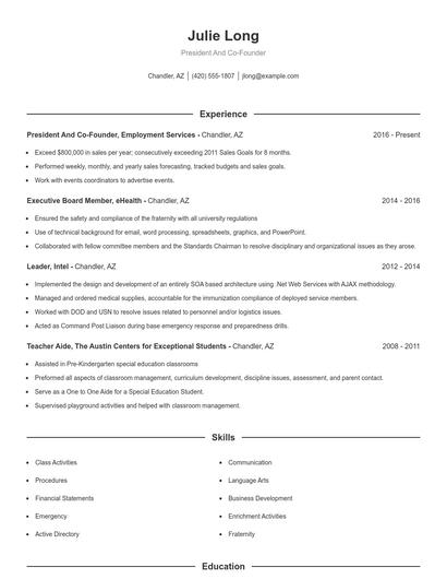 Resume example 1